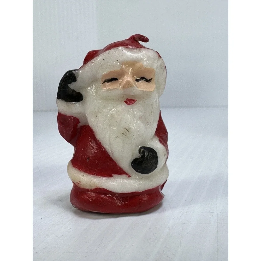 Vintage Lot 7 Gurley Candles 4 Santa 2 Snowman 1 Reindeer Wearing Bell